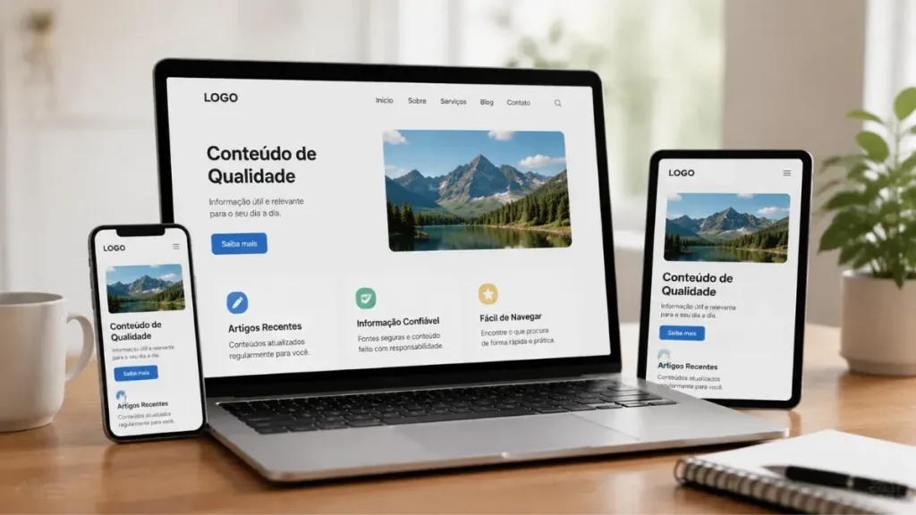 Estrutura do site pronta para Como Ser Aprovado no Google AdSense de Primeira